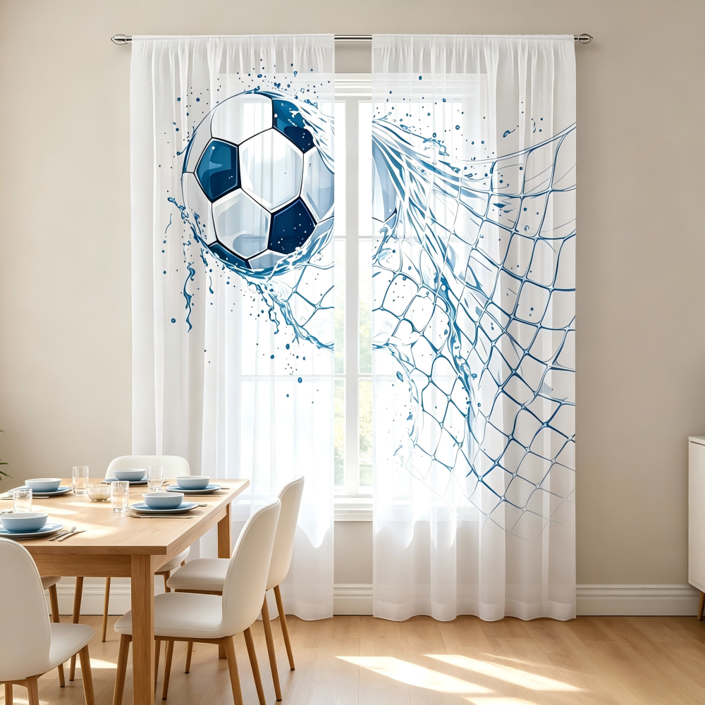 Curtain Sheer Voile - Lot de 2 rideaux voiles imprimés