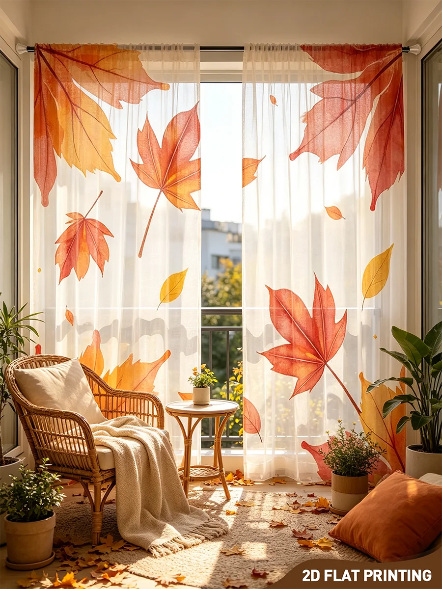 Curtain Sheer Voile - Lot de 2 rideaux transparents à