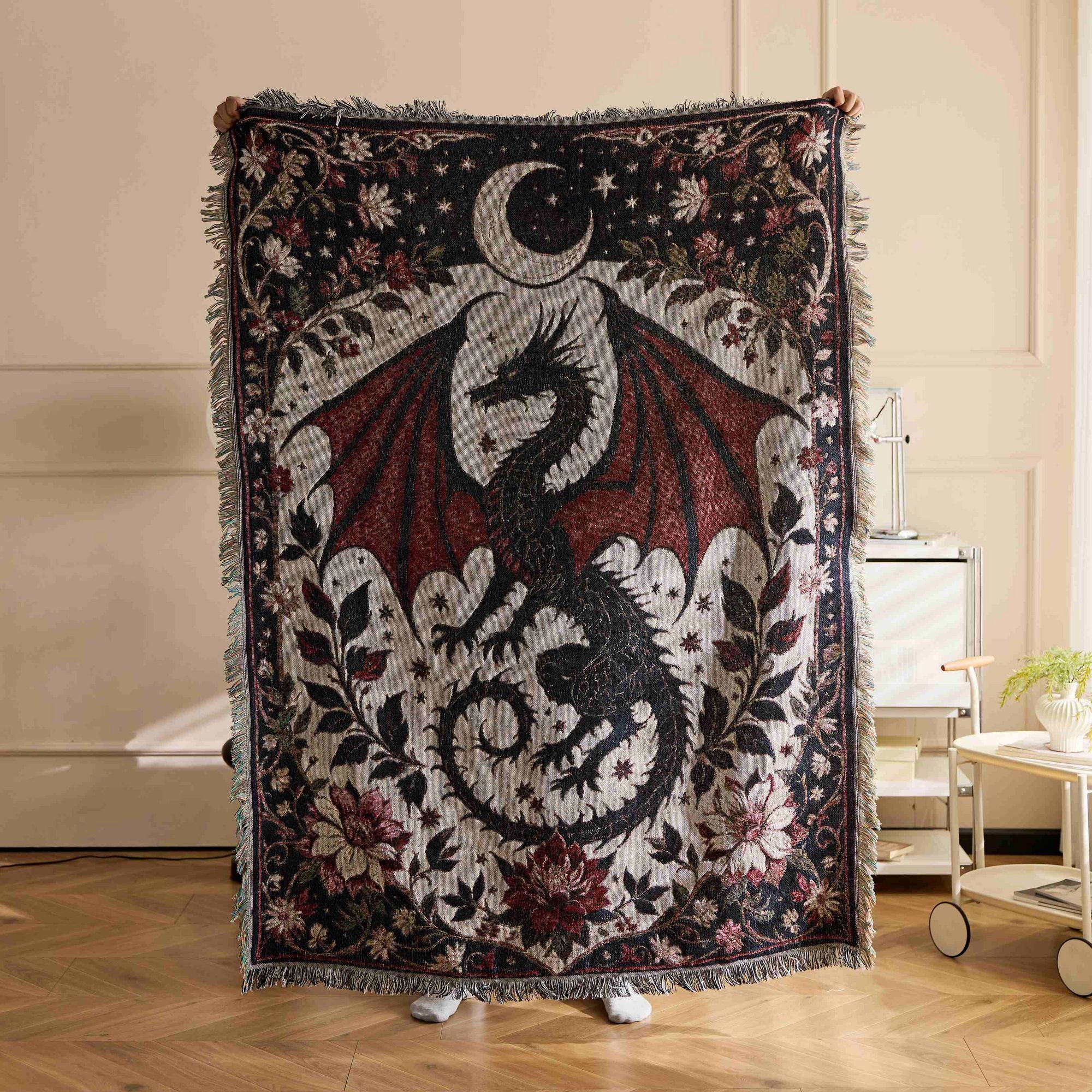Home Textiles City - Textile City Fantasy Dragon Moon Floral