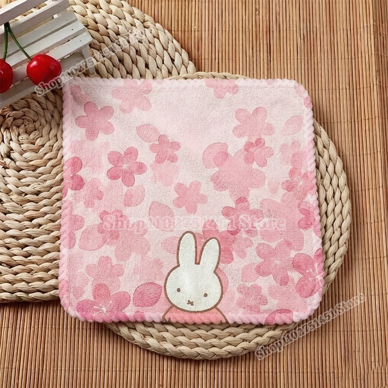 Home Textiles Face Towel - Ensemble de serviettes carrées imprimées Miffy