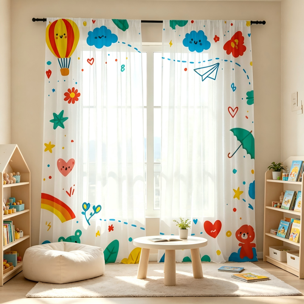 Curtain Sheer Voile - Lot de 2 rideaux transparents à