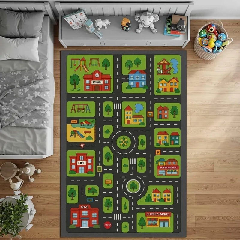 Home Textiles City - Tapis de jeu éducatif Carte Routière