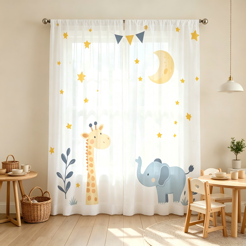 Curtain Sheer Voile - Lot de 2 rideaux transparents à