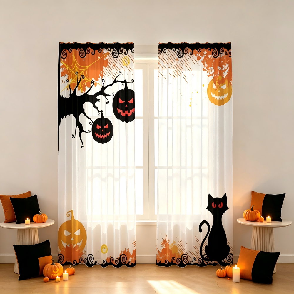 Curtain Sheer Voile - Lot de 2 rideaux transparents à