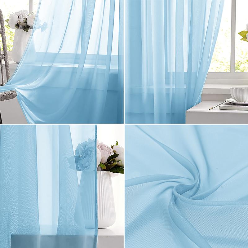 Voilage transparent bleu clair - Curtain Sheer Voile avis et prix