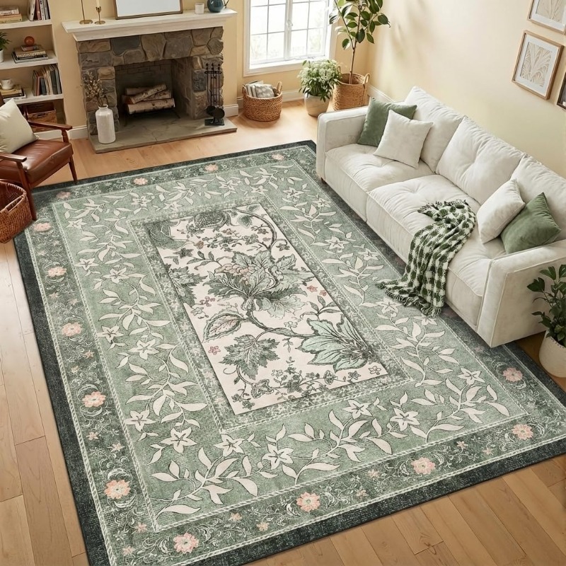 Tapis rétro à imprimé végétal  - Home Lines Textiles avis et prix