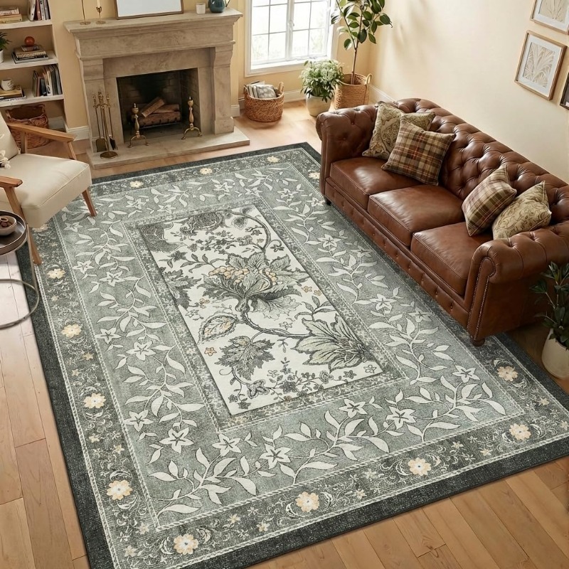 Tapis rétro à imprimé végétal  - Home Lines Textiles avis et prix